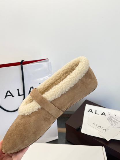 ALAIA FUR BALLET FLATS