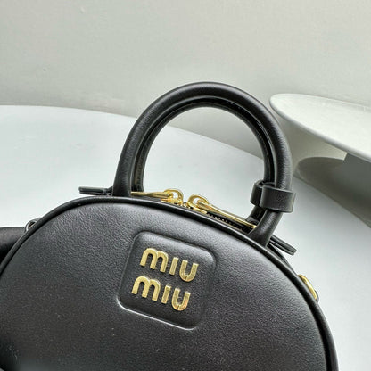 MIU M LEATHER TOP HANDLE BAG