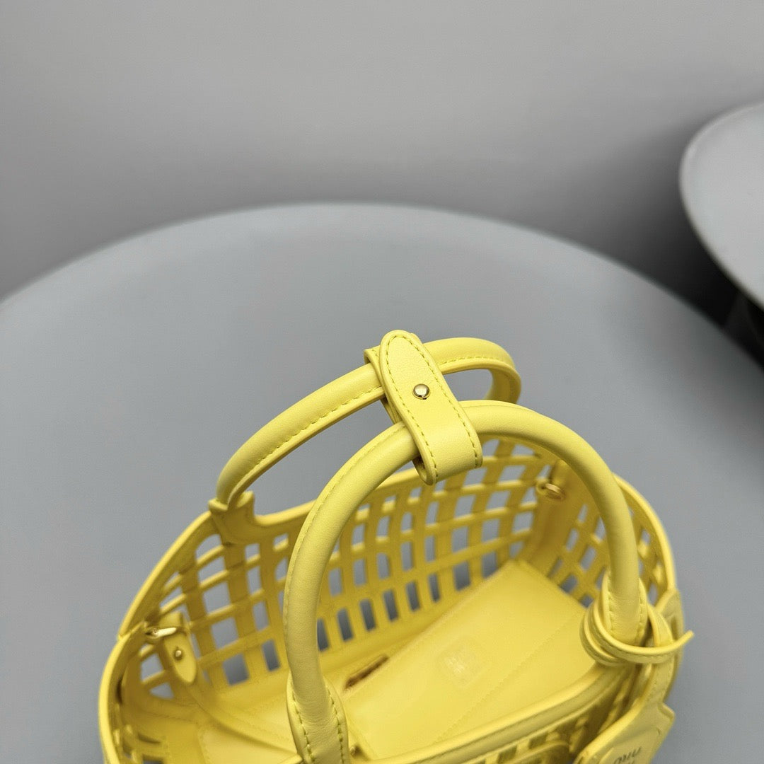 MIU M LEATHER BASKET BAG
