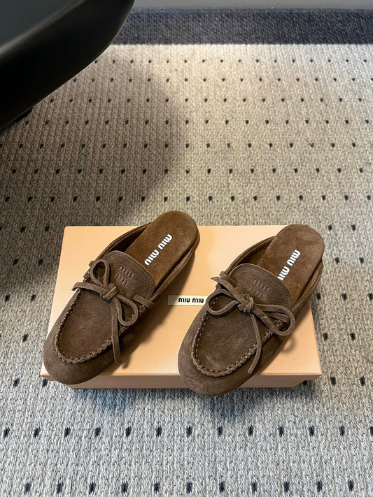 MIU M SUEDE MULES
