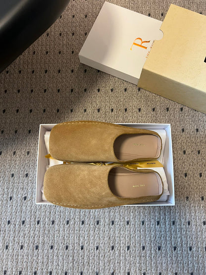 THE ROW SUEDE MULES