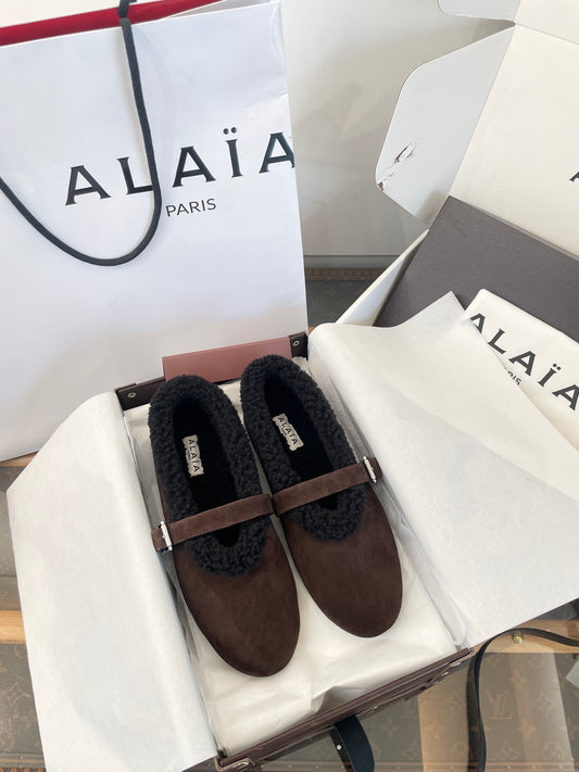 ALAIA FUR BALLET FLATS