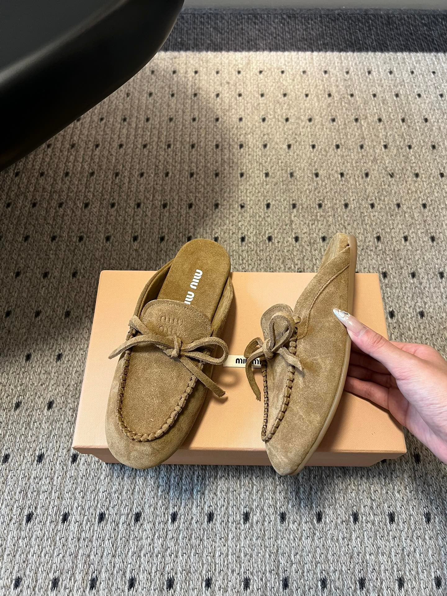 MIU M SUEDE MULES