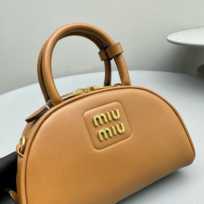 MIU M LEATHER TOP HANDLE BAG