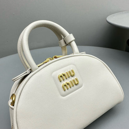 MIU M LEATHER TOP HANDLE BAG