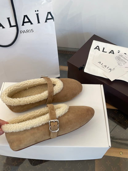 ALAIA FUR BALLET FLATS
