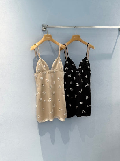 MIU M HAND EMBROIDERED DRESS