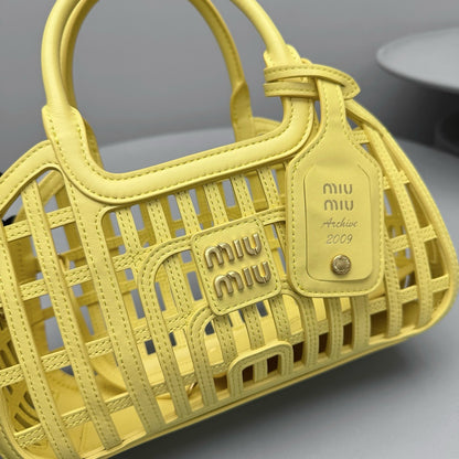 MIU M LEATHER BASKET BAG