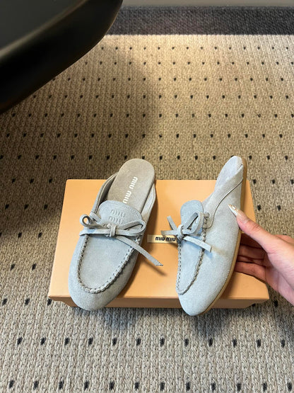 MIU M SUEDE MULES