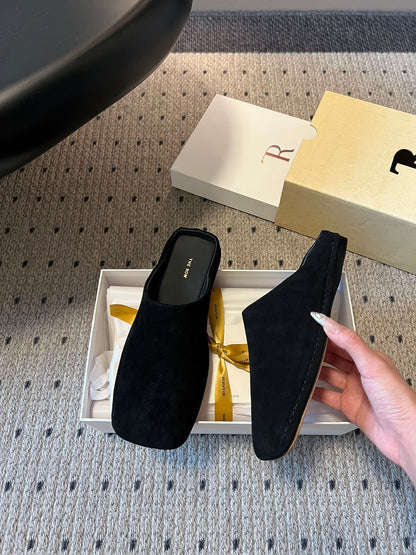 THE ROW SUEDE MULES