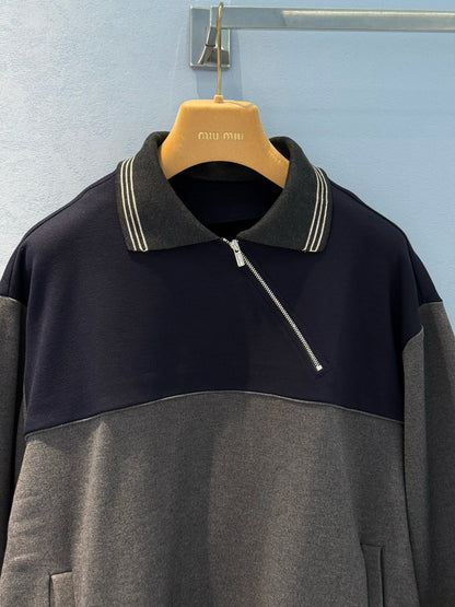 MIU M HALF ZIP SWEATSHIRT