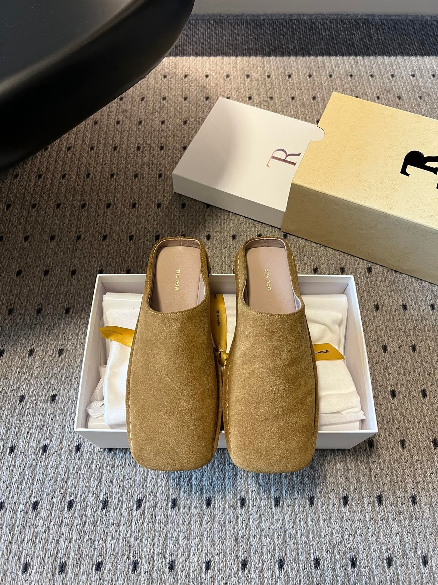 THE ROW SUEDE MULES