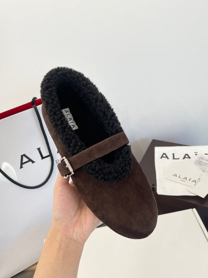 ALAIA FUR BALLET FLATS