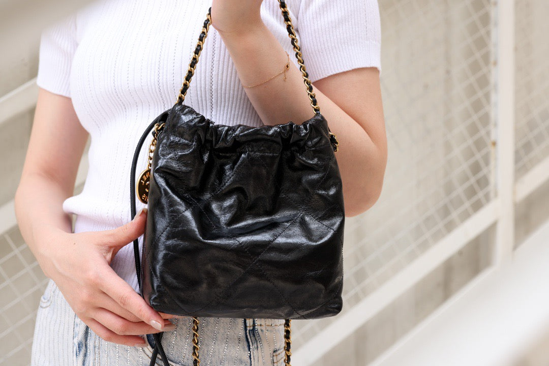 Vintage Chanel Mini Drawstring Quilted Bucket Bag