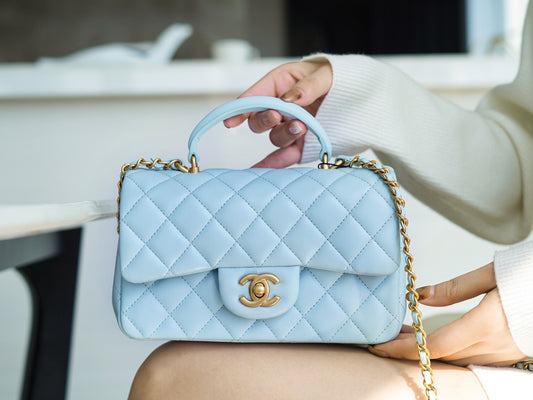 CC MINI FLAP BAG WITH TOP HANDLE